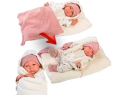 Boneca LLORENS Bebé Reborn c/ Gorro Rosa