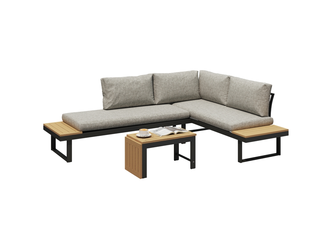 Conjunto de Jardim Alumínio, Tecido de Fibra Cor Cinza Claro 160x68x64 cm Outsunny