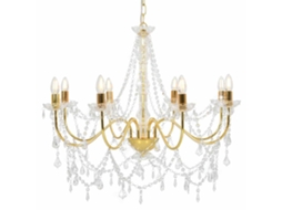 Vidaxl Lustre Com Contas Lâmpadas 8 X E14 Dourado