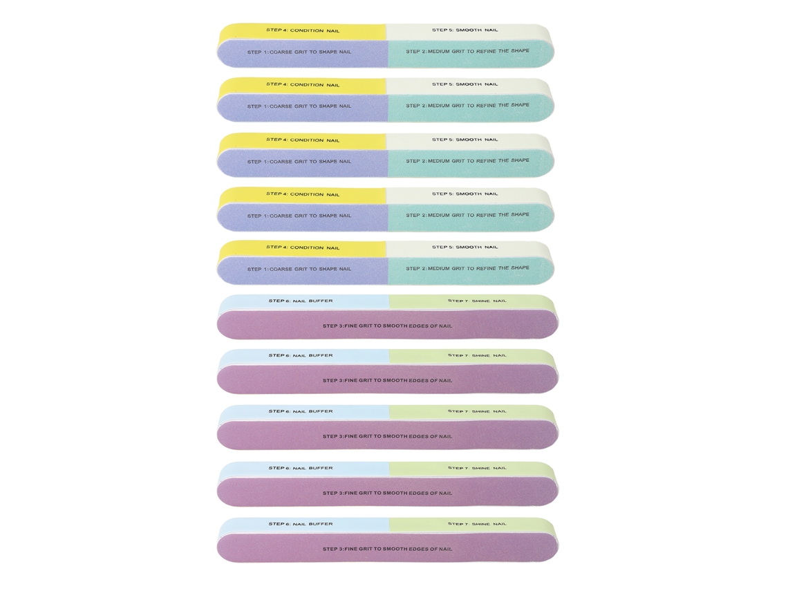 10pcs Lixa De Unha Reutilizável Lavável Multifuncional 7 Etapas Profissional Polimento Para Salão De Beleza E Diy