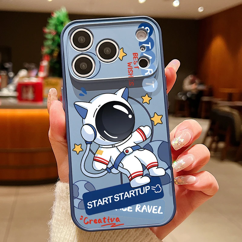 (azul) Capa Magnética Fofa Com Estampa De Astronauta Para Iphone 17 Pro Max, Resistente A Impactos.