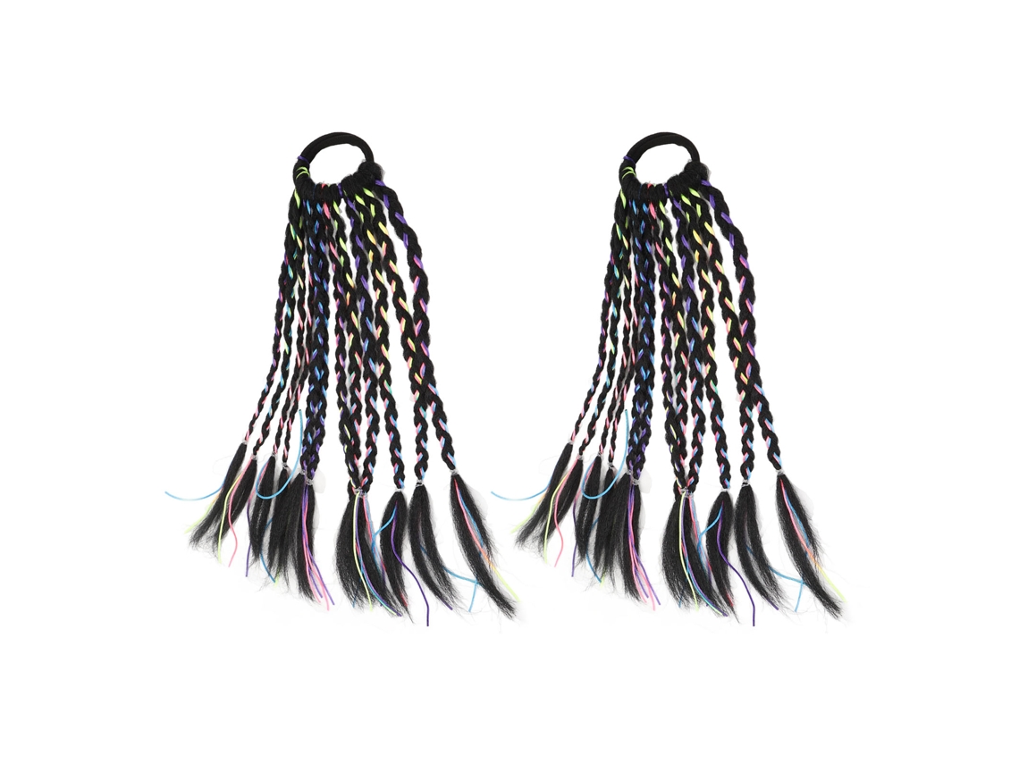 2pcs Extensões De Cabelo Trançado Colorido Com Fitinhas Para Atuações E Uso Diário