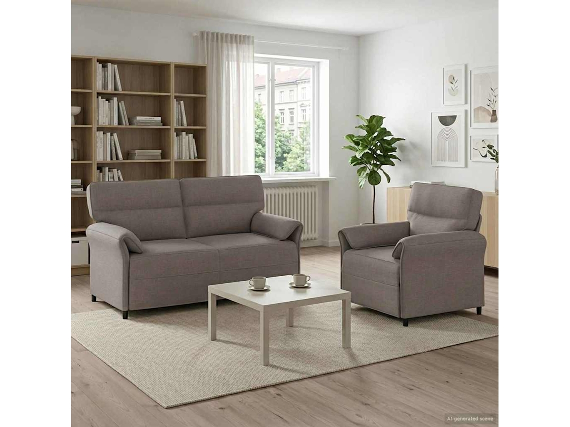 Vidaxl Conjunto De Sofás 2 Unid. Cinzento-acastanhado Tecido