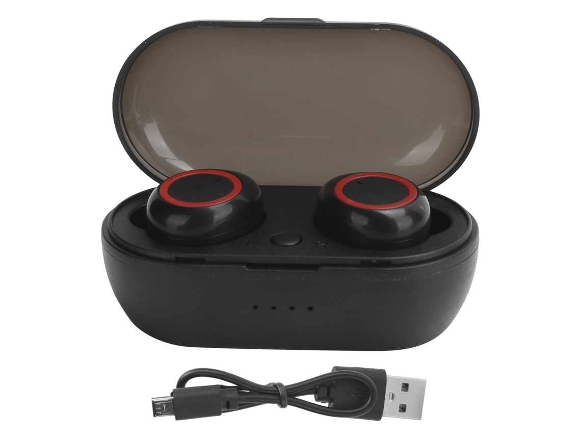 Aetheria fone de Ouvido Bluetooth 5.0 Sem Fio Earbuds Estéreo Controle Táctil com Caixa de Carregamento Preto Vermelho