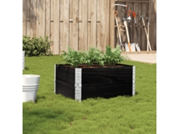 Vidaxl Vaso/floreira De Jardim 80x60 Cm Madeira De Pinho Maciça Preto