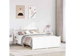 Vidaxl Estrutura De Cama C/ Cabeceira Sem Colchão 140x200 Cm Branco