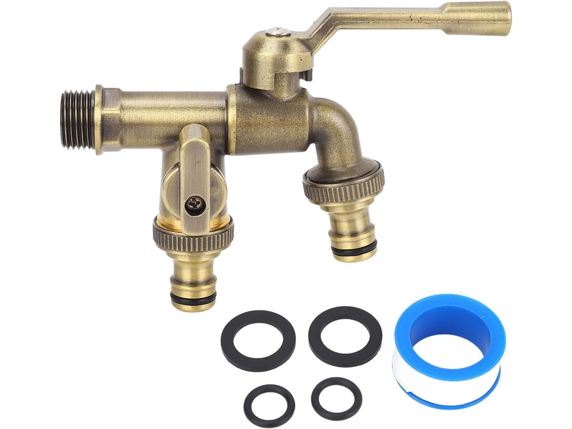 Divisor De Mangueira Jardim, Duplo, Entrada 3/4 Polegadas Com