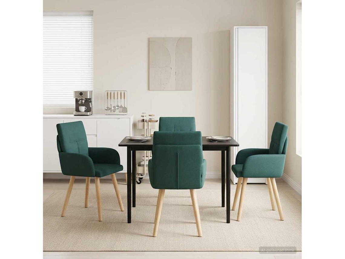 Vidaxl Cadeiras De Jantar 4 Unid. Tecido Verde-escuro 60 X 56 X 96 Cm