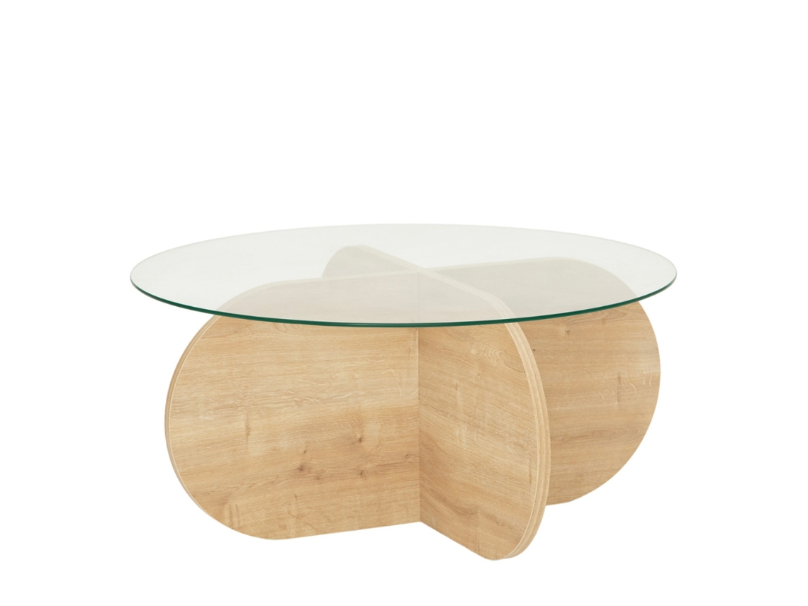 Mesa de Centro em Madeira com Tampo de Vidro Ribe CONCEPT U