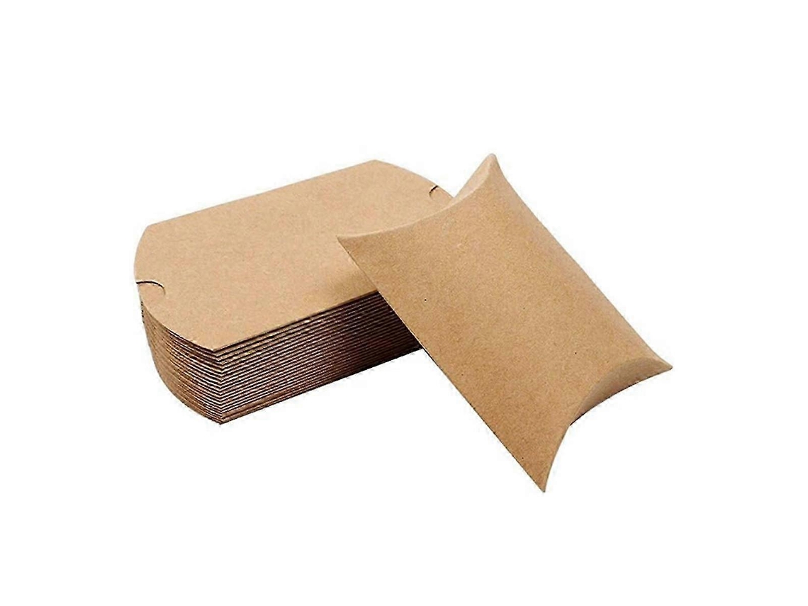 Caixas De Almofadas De Papel Kraft Com 100 Unidades, Caixas De Doces Com Barbante, Pacote De Presente De Casamento De Natal E Halloween Hengjian