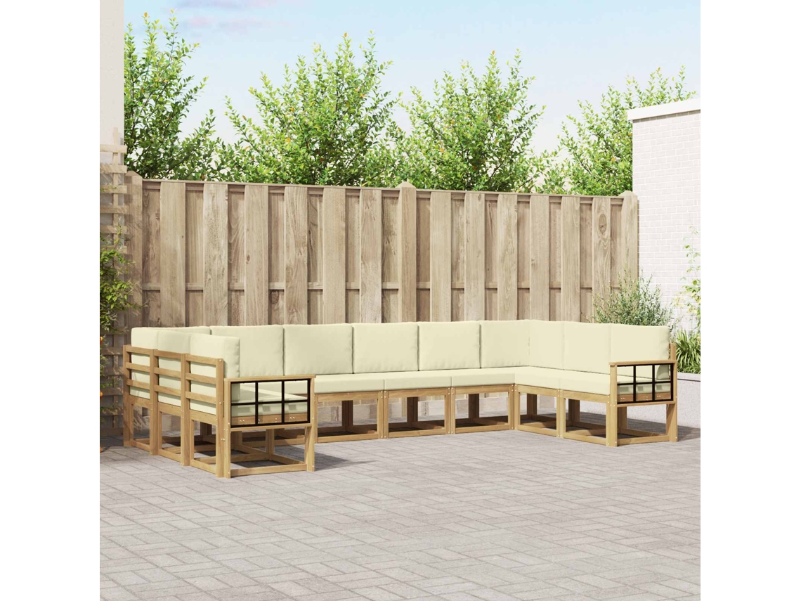 Vidaxl Conjunto De Sofás Para Exterior 10 Pcs Branco E Creme
