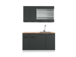 Cozinha Fame-Line, 140 cm, PT Carvalho, Casa de campo antracite/branco, Vicco