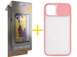 Kit Capa + Película 2 X Vidro Full iPhone 12 Pro Max Skyhe Gel Protection Rosa