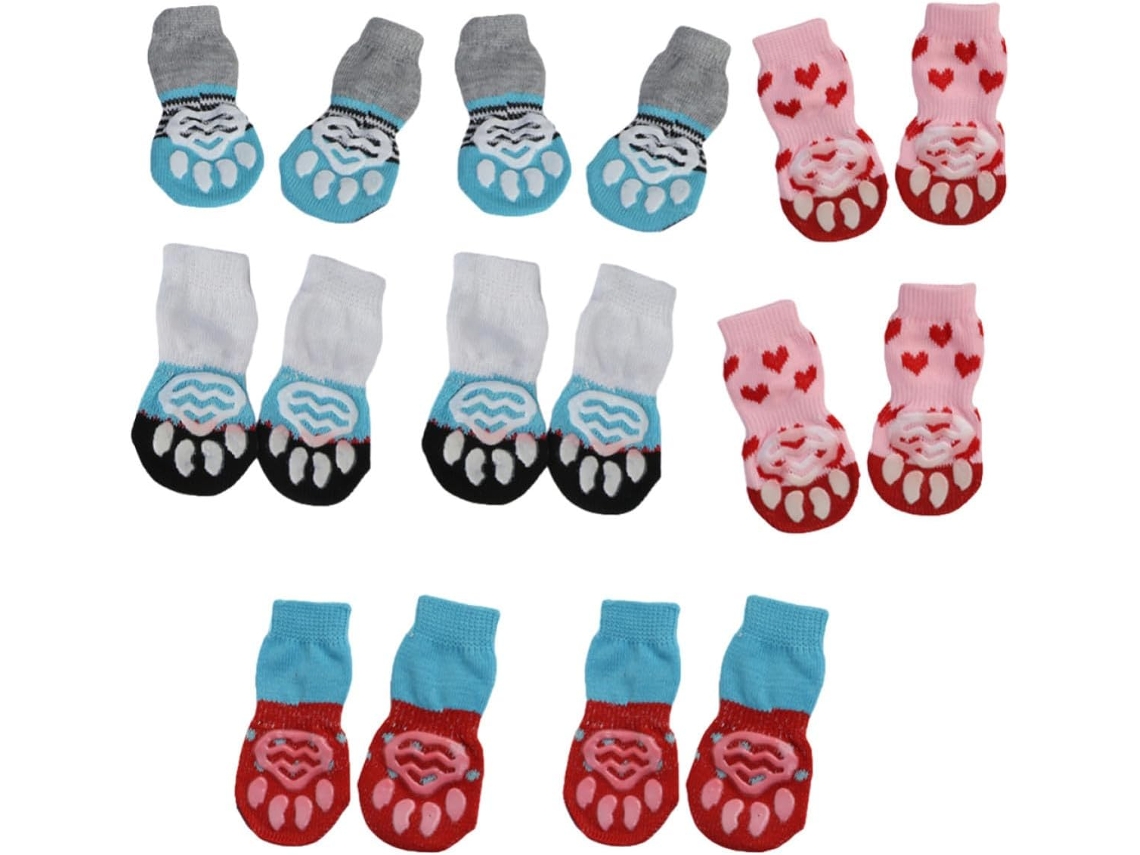 Conjunto De 16 Meias Antiderrapantes Algodão Gatos