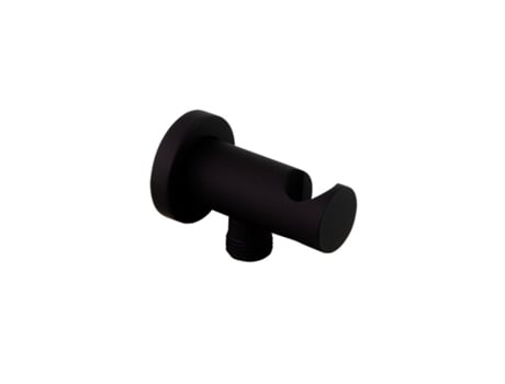 Cotovelo de Saída de Água com Suporte Fixo para Parede Redonda de Chuveiro Preto Fosco RAMON SOLER