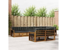 Vidaxl Conjunto De Sofás Para Exterior 8 Pcs Natural E Antracite