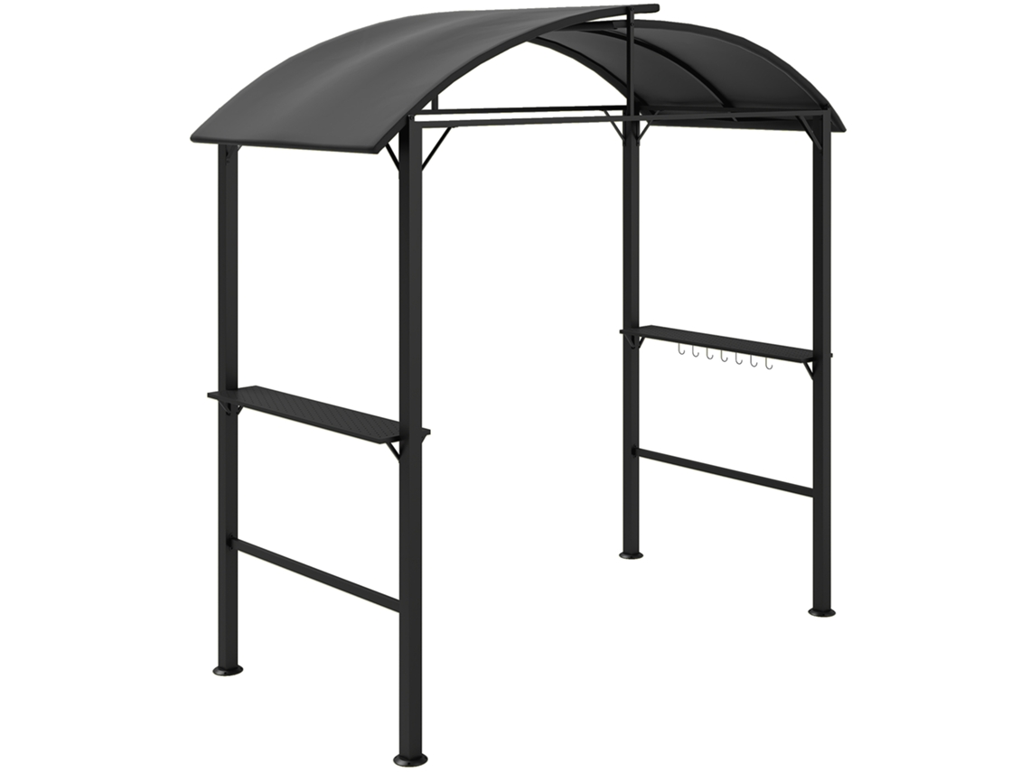 Quiosque Churrasco 233 Cm Cinza Escuro Teto Duplo VELTRIX