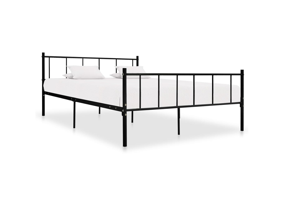 Bed Frame, Bed Frames Vidaxl Preto Metal (180 X 200 Cm)
