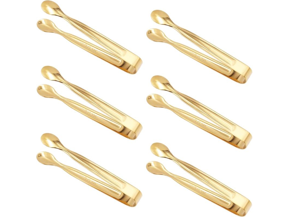 Pinças Para Doces, Conjunto De 6 Peças, Para Gelo, Mini De Aço Inoxidável, Para Açúcar, Para Alimentos Como Cubos, E Fatias De Limão