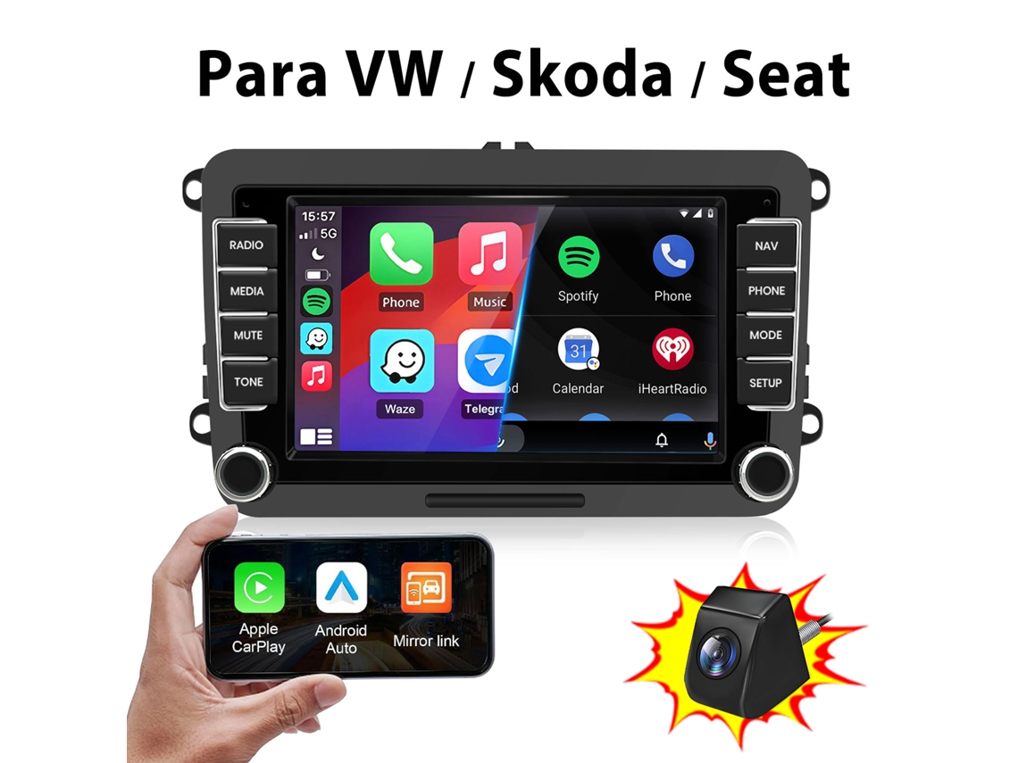 Rádio Automóvel Linux Junsun Para Vw / Skoda / Seat +cam | Auto Carplay Mirror Link | Plug And Play | Gps | Swc