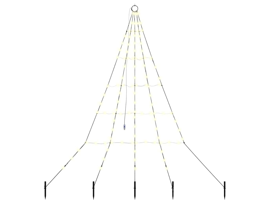 Conjunto 1 Árvore De Led Vidaxl Branco Quente Metal (182 Cm)
