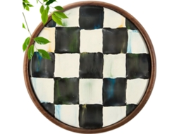 Conjunto de 6 porta copos redondos de madeira design xadrez preto e branco para café e bebidas quentes AQUAFORGE