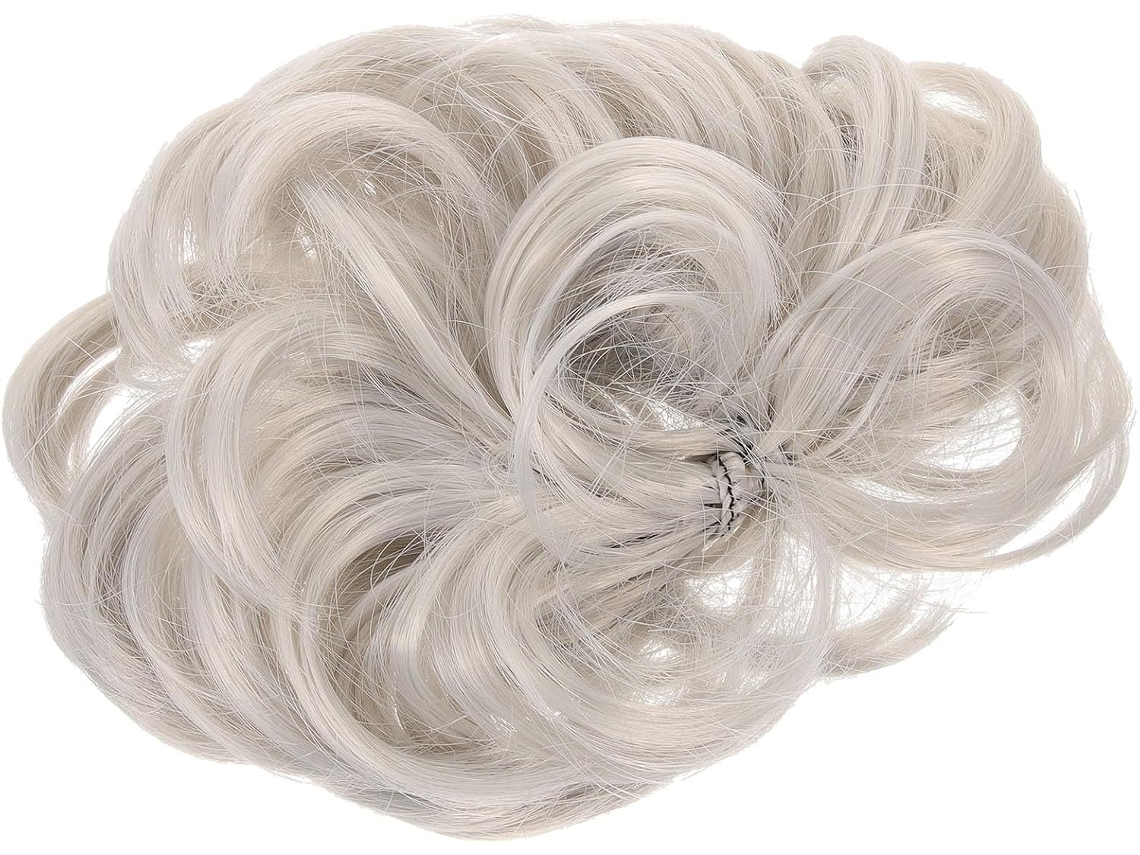 Elástico de cabelo sintético marrom, fácil de colocar, lavável, para coques.