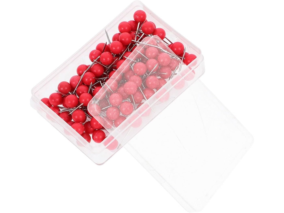 Packove 200-tachinhas Vermelhas, Cabeça Grande, Aço Inoxidável E Plástico, Para Quadros De Cortiça E Carretéis Linha
