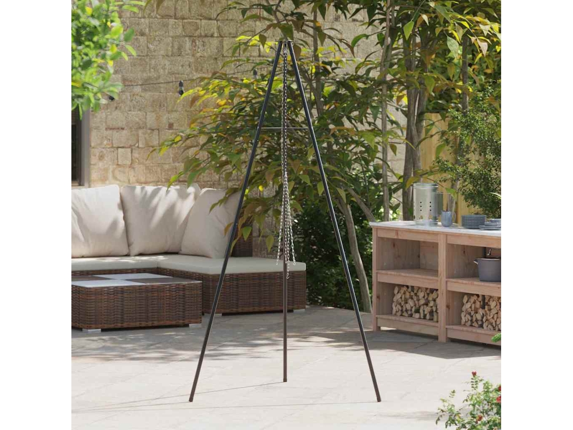 Vidaxl Tripé Para Fogueira Preto 92 X 92 X 191,5 Cm Aço