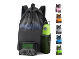 Saco De Praia Em Tela Para Fato De Banho, Unissexo, Mochila Grande Com Cordão Para Equipamento De Natação Na Piscina.