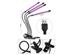 Luz de crescimento para plantas clip on USB espectro completo 9 níveis de brilho timer 3h/9h/12h | S/MARCA