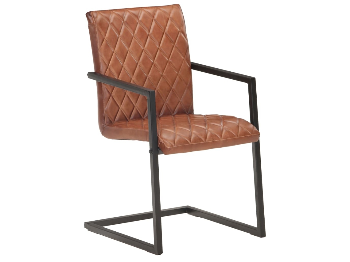 Cadeiras de jantar cantilever 2 peças couro genuíno castanho MAISON EXCLUSIVE
