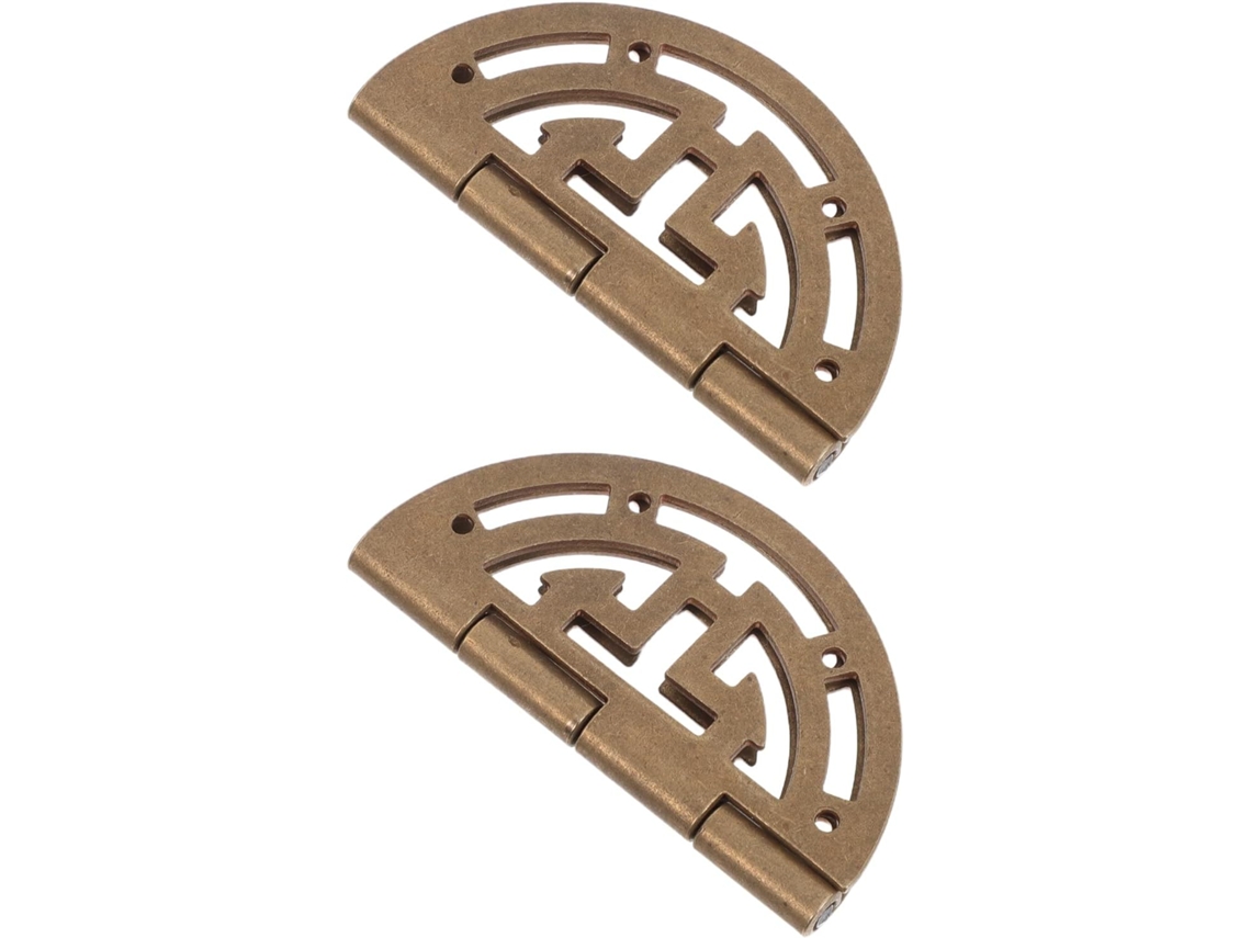 Conjunto De 2 Dobradiças Redondas Decorativas Em Latão Para Caixas Joias E Armários Madeira