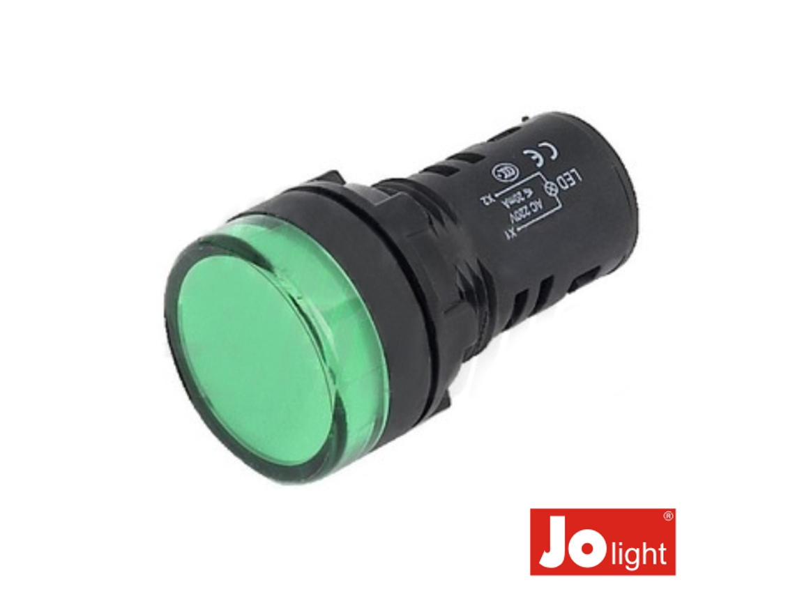 Luz Piloto Redondo De Painel 19.5mm 12v Verde Jolight