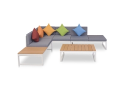 4 Pcs Conjunto Lounge P/ Jardim Com Almofadas Alumínio E Wpc Dkd Home Decor
