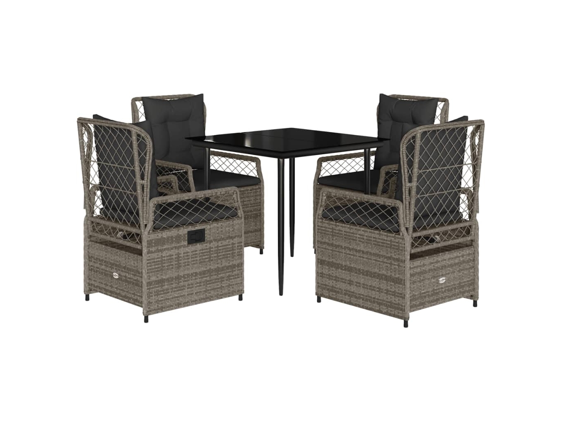 Garden Dining Set, Garden Dining Sets Vidaxl Cinzeto Rattan / Vime (80 X 80 X 74 Cm)