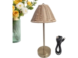 Abajur De Mesa Boho, Luminária De Mesa Vime With Regulagem Intensidade