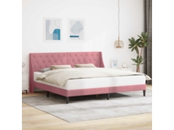 Vidaxl Estrutura Da Cama Com Cabeceira Rosa 180 X 200 Cm Veludo
