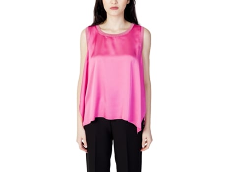 T-shirt De Mulher Hanny Deep Tank Banda Glitterata Poliéster Rosa (xs)