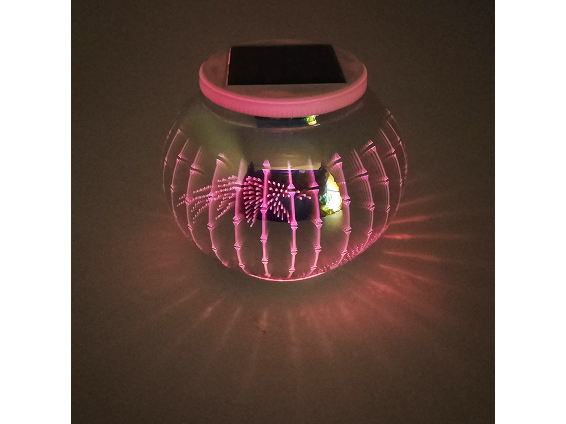 Rebe-lanterna Solar Exterior 3d Electrolítica Com Controle Inteligente Ip55 Impermeável Luz Branca E Degradê Colorido Para Jardim E Pátio