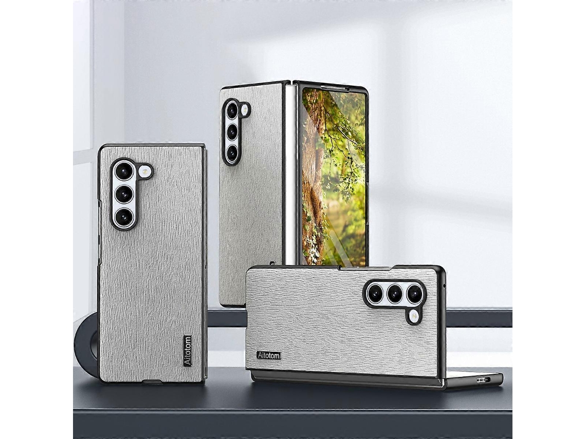 Capa De Couro À Prova De Choque Com Efeito Casca De Árvore Para Samsung Galaxy Z Fold6 5g