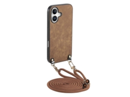 Capa Traseira De Couro Retrô Com Alça Ajustável Para Iphone 16