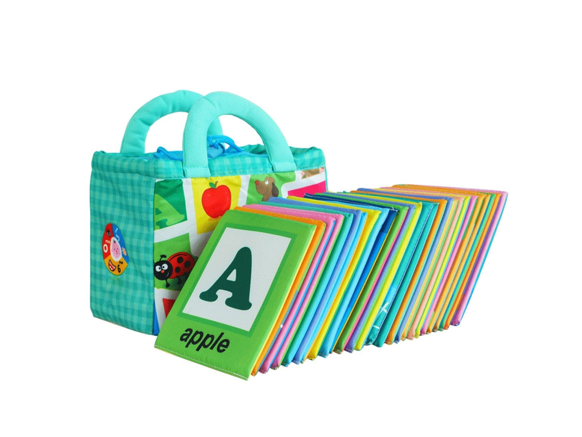 Primerox 26pcs Cartões de Alfabeto Macios com Bolsa de Tecido para Aprendizado Abcs para Crianças