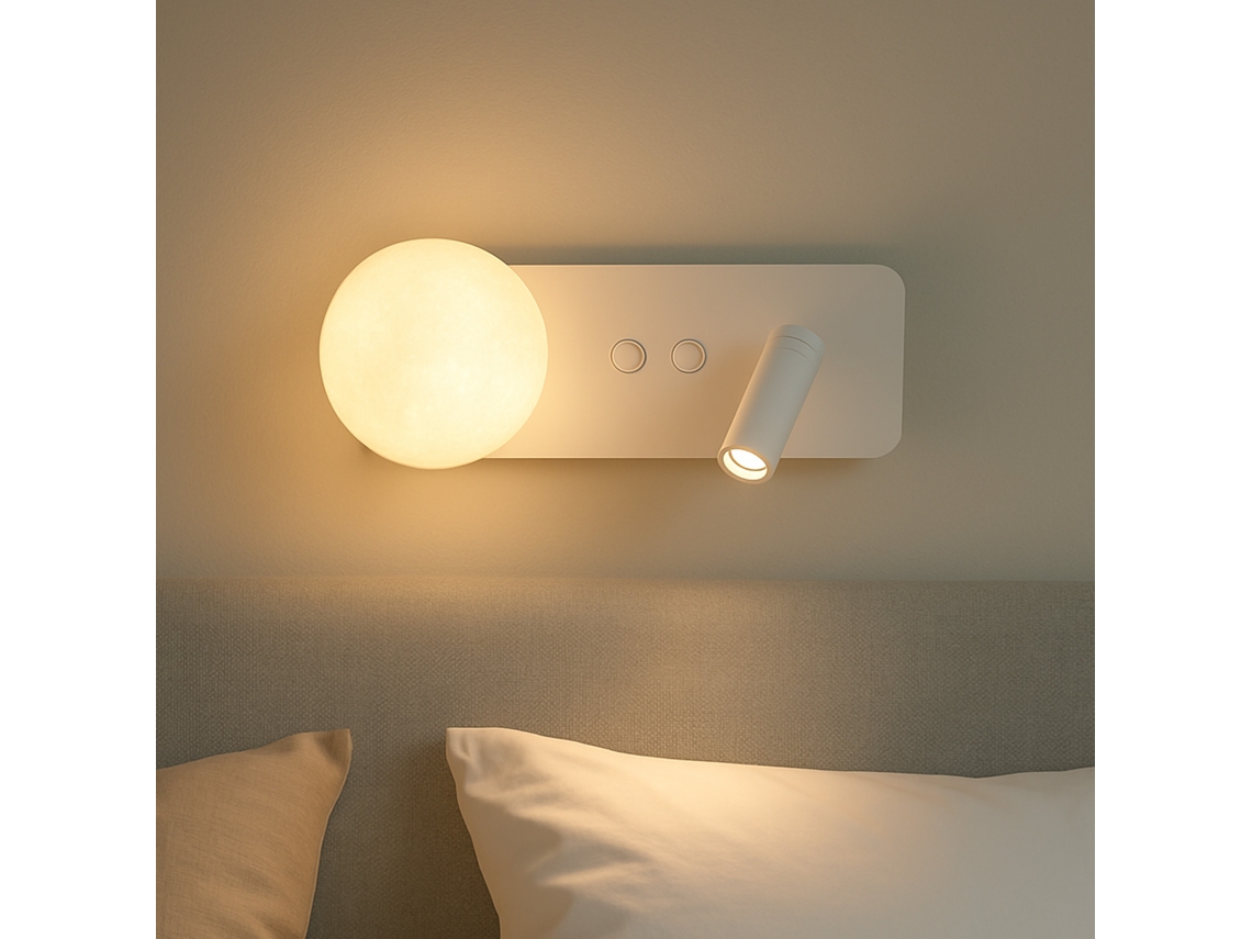 Aplique de Parede em Metal Branco com Leitura Led 3w 2800k e Globo Decorativo G9 Domo ALPINALUZ