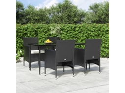 Jogo 5 Peças Jantar P/ Jardim C/ Almofadões Preto Dkd Home Decor