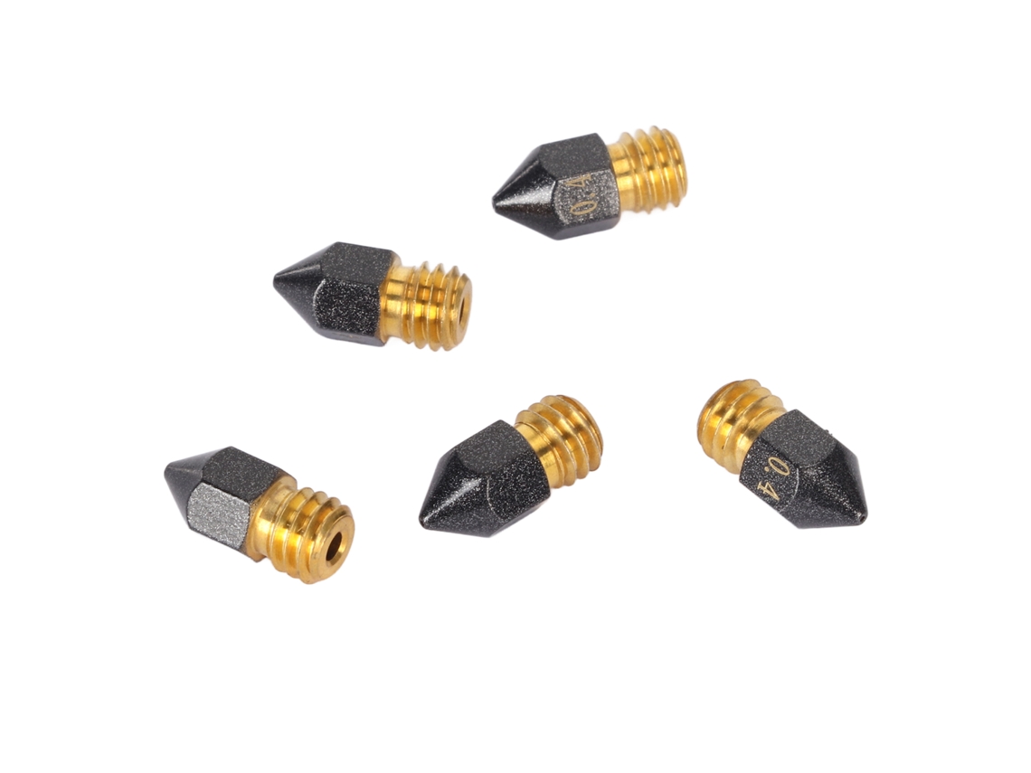 Conjunto De 5 Bicos Revestidos Com Ptfe De 0,4 Mm, Endurecidos E Com Acabamento Suave, Para Impressoras 3d Ender 3 Pro V2 Cr 10 S4 S5
