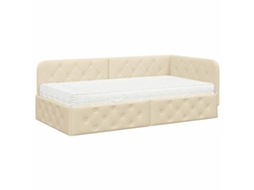 Estrutura de Cama de Canto Creme 100 X 200 Cm Tecido MAISON EXCLUSIVE