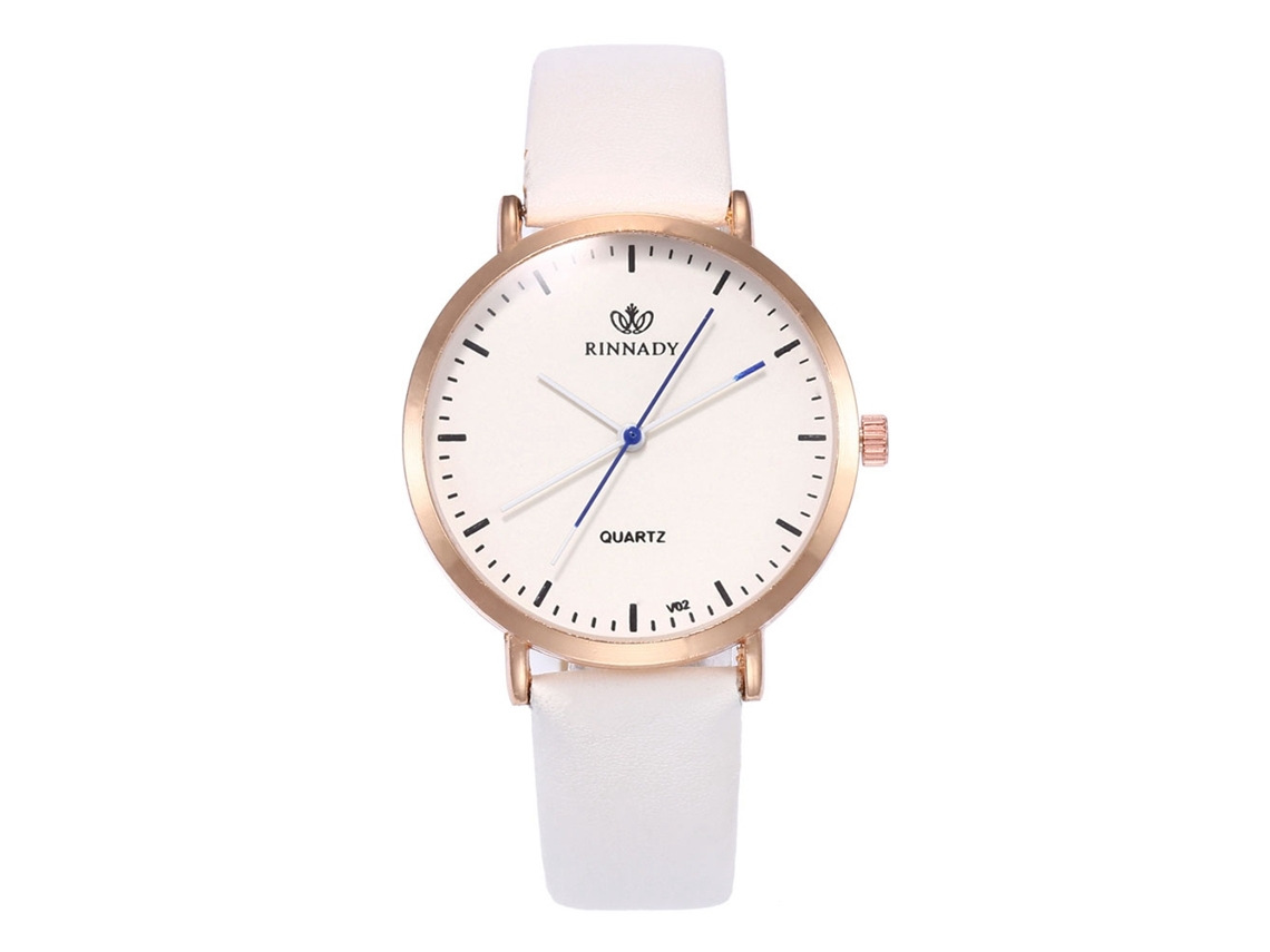 Reloj De Cuarzo Unisex Con Correa De Cuero Pu Casual Zhoulianfa Blanco
