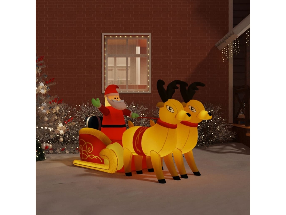 Vidaxl Pai Natal E Renas Insufláveis Com Luzes Led 130 Cm