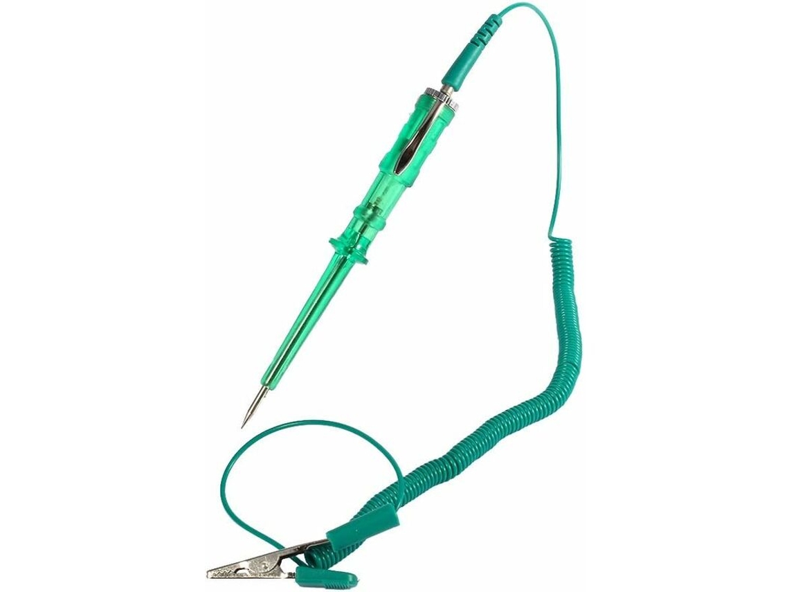 Caneta De Teste De Circuitos Dc 6v 12v 24v Para Carro Com Cabo Espiral E Lâmpada De Teste (verde)